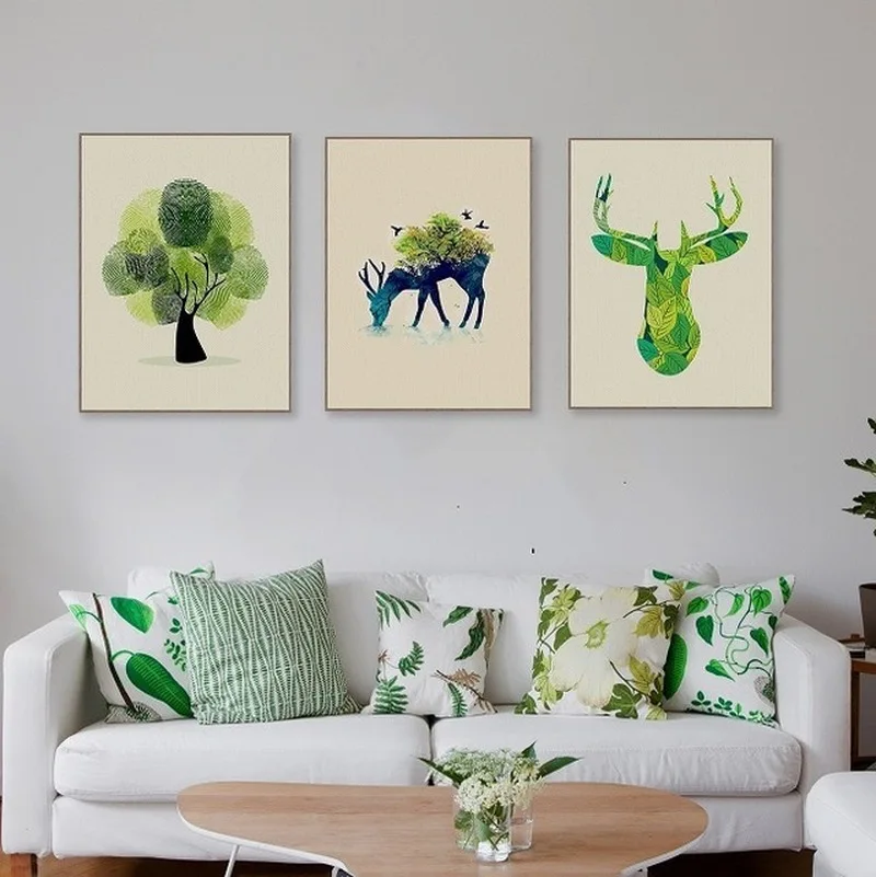 Акварель Лось современный минималистичный стиль украшение для гостиной картина