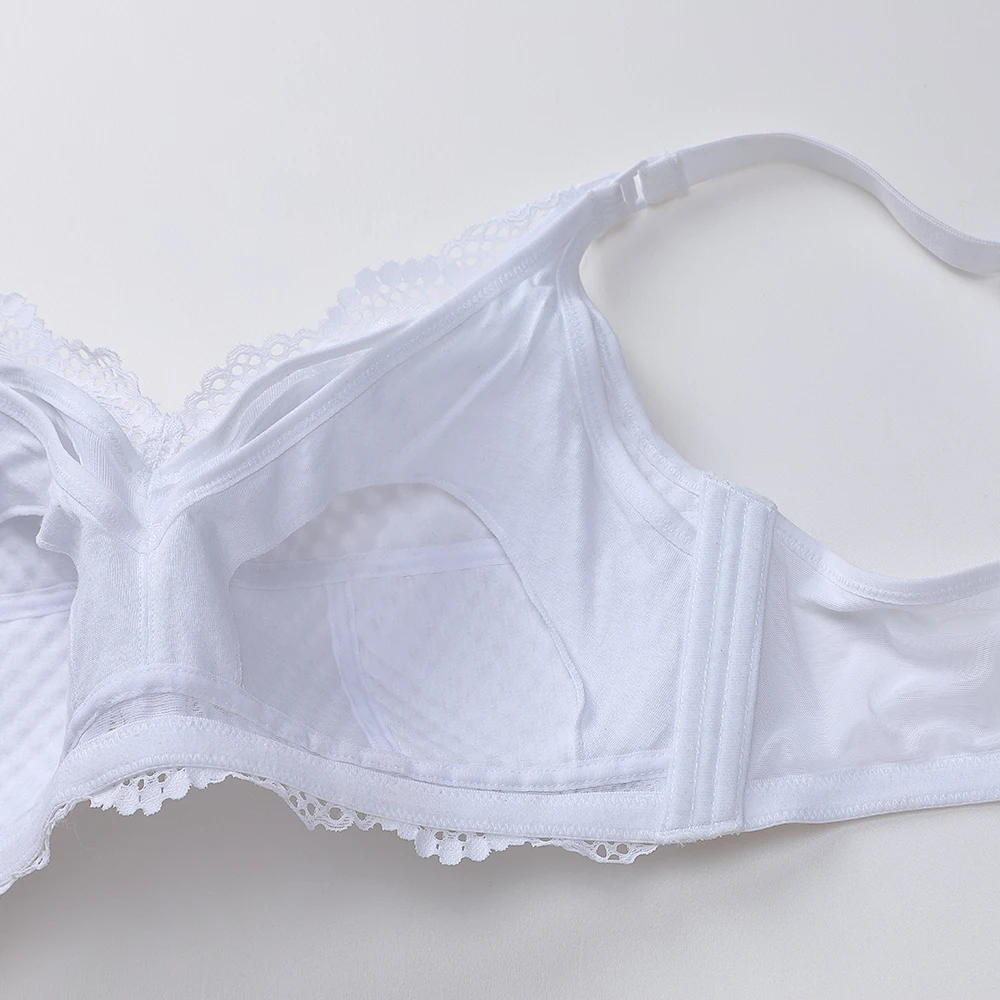 Sujetador de lactancia de encaje para mujer, Bralette de maternidad acolchado sin aros de talla grande-5