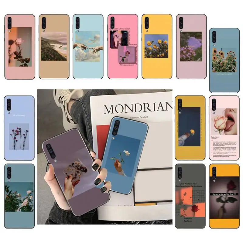 

Great Aesthetic Art Pink Yellow Blue Rose Phone Case For Samsung Galaxy A50 A32 A72 M31 A02 A52 A21 A32 A52 A11 A12 A70 A71 A21S