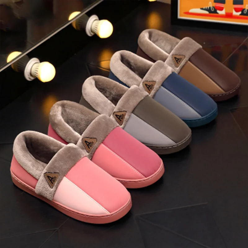 Толстые плюшевые теплые тапочки из хлопка домашняя обувь мужские меховые