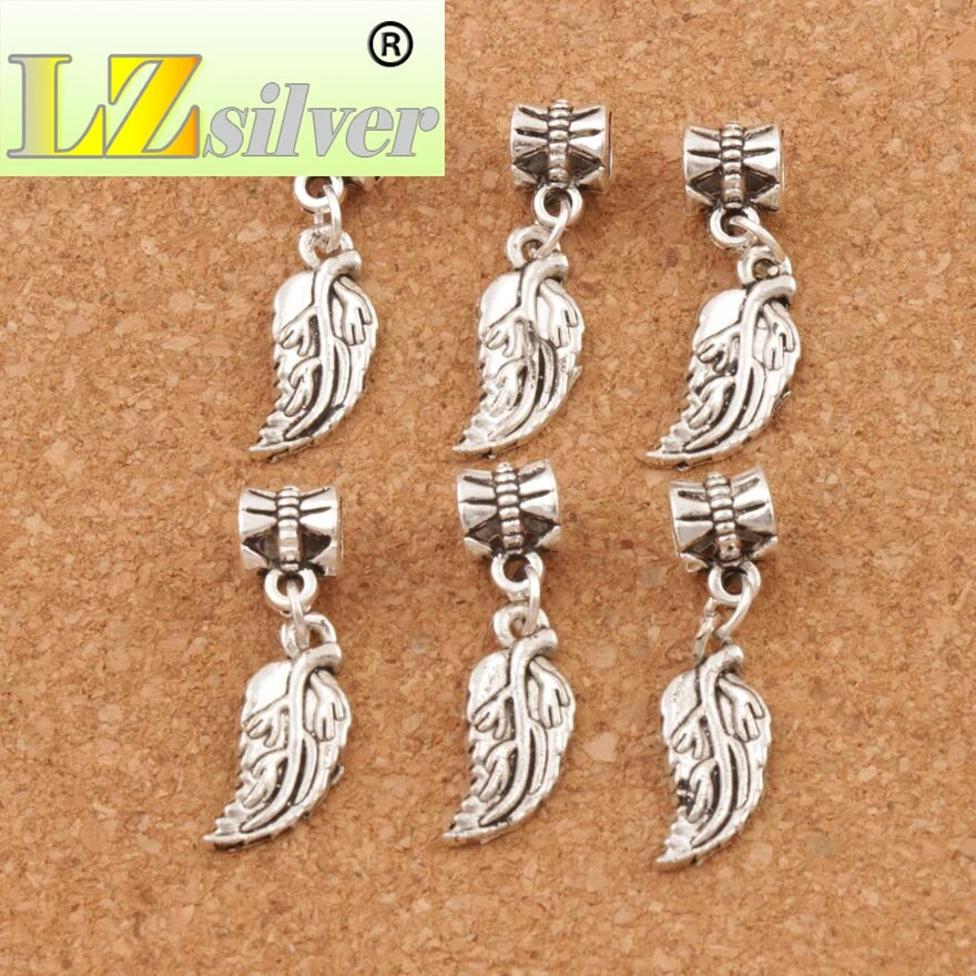 Soft Leaves Leaf Big Hole Beads 29.8x8.4mm 100pcs zinc alloy Fit European Charm Bracelets B362