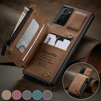 Leather Phone Case For Samsung A52 A51 A71 Note S21 Ultra Plus Credit Card Zipper Wallet For iPhone Pro Max Back Cover