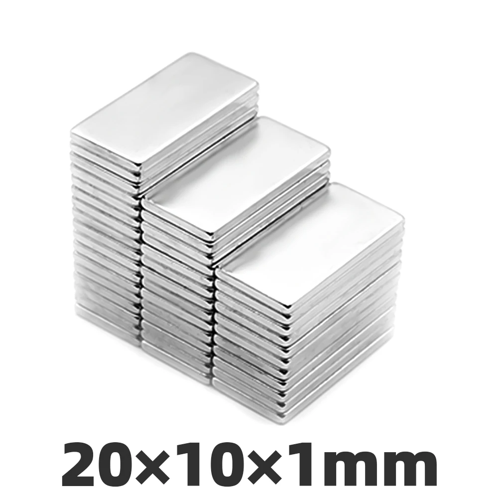 20 шт. 20x10x1 мм неодимовый магнит кубовидный блок супер мощность сильные маленькие редкоземельные магниты прямоугольные 20*10*1 мм N35 холодильник