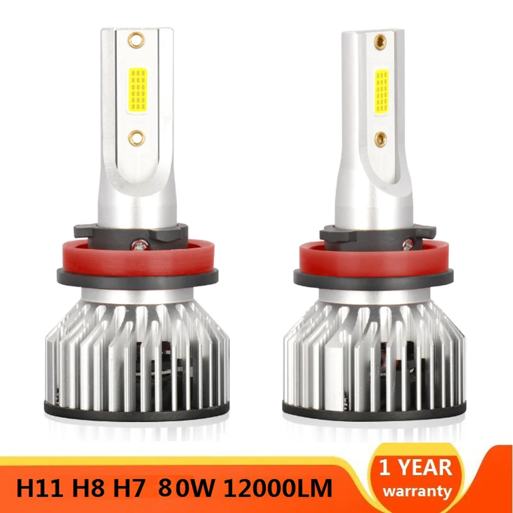 

2Pcs 4300K 80W Led Turbo Car Headlight H7 H3 H4 H1 H8 H11 9005 HB3 9006 HB4 COB 12000LM 6000K 12V 24V Mini Lamp Auto Styling