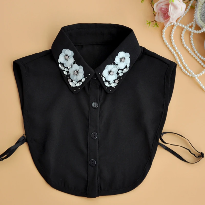 Блестящий женский фальшивый воротник для женщин белый Съемный Черный