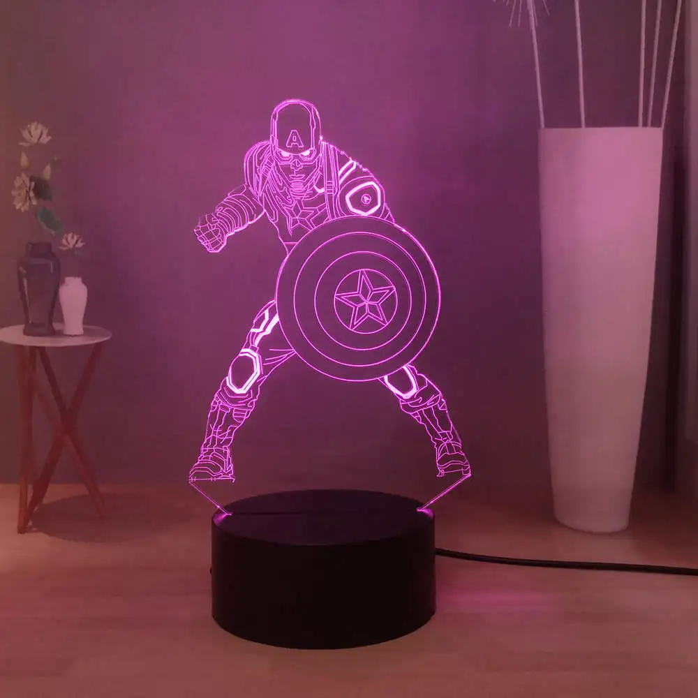 Lava 3D 7 цветов крутой герой Капитан Америка иллюзия светодиодный акриловый пульт