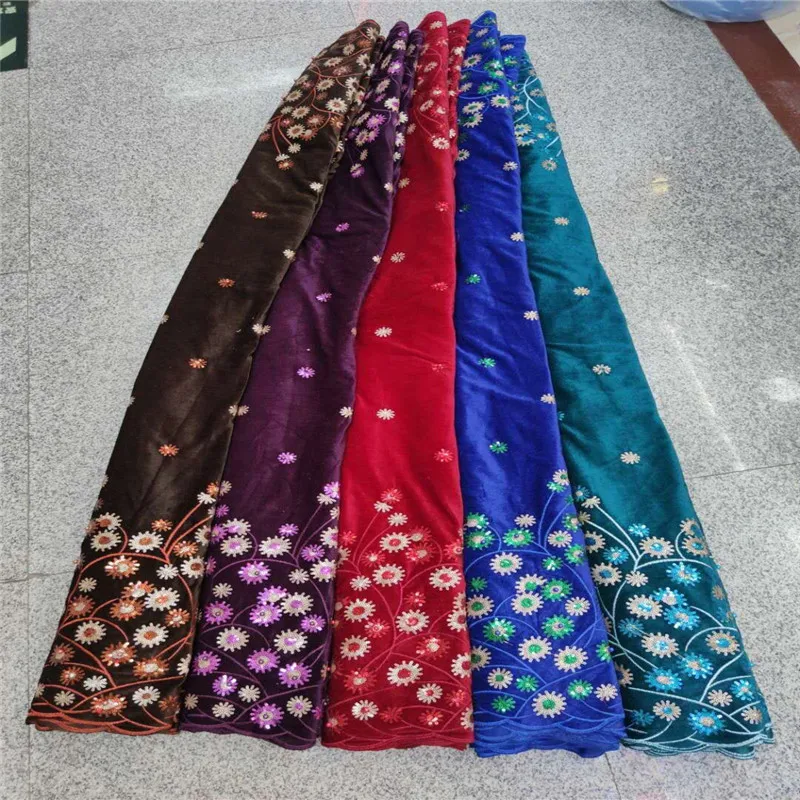

High Quality French Sequined Velvet Lace Fabric Latest African Dry Nigerian Tulle Velvet Lace Fabric For Dress ZJH43
