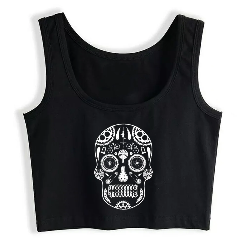 

Crop Top Women Cycling Cycle Skull Parts Funny Emo Grunge Y2k Aesthetic Tank Top Female Clothes