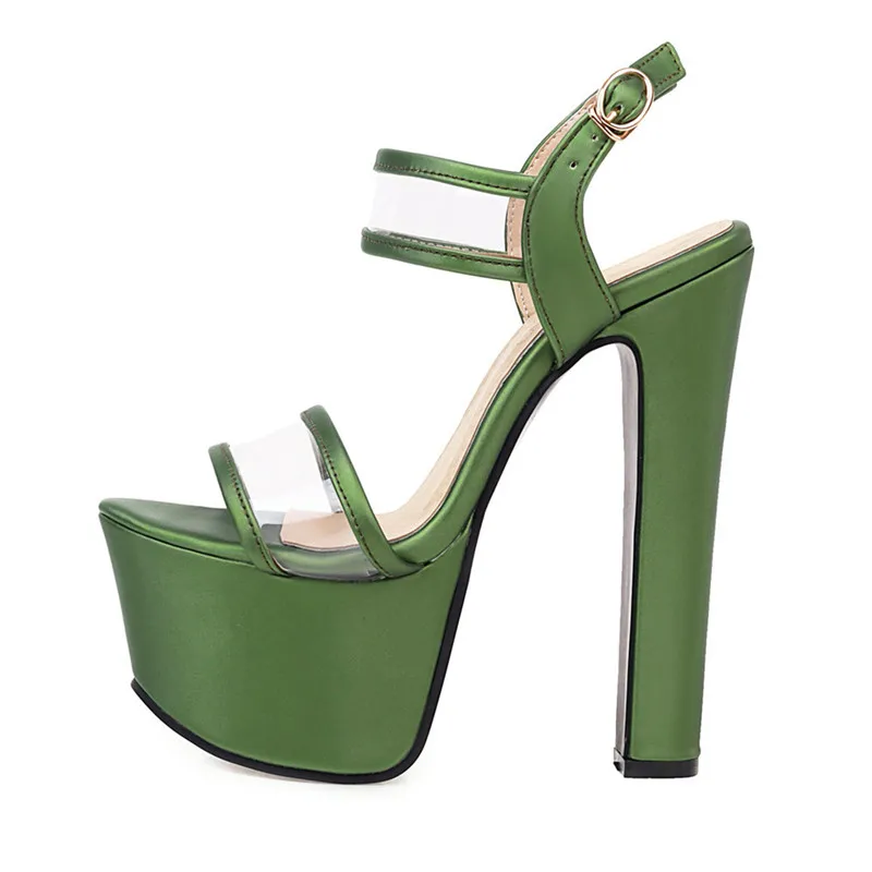 

16cm Extreme High Heels Sandals Women's Summer Shoes Fashion Green Beige Platform Gladiator Sandal Stripper Heel Party Shoe Lady