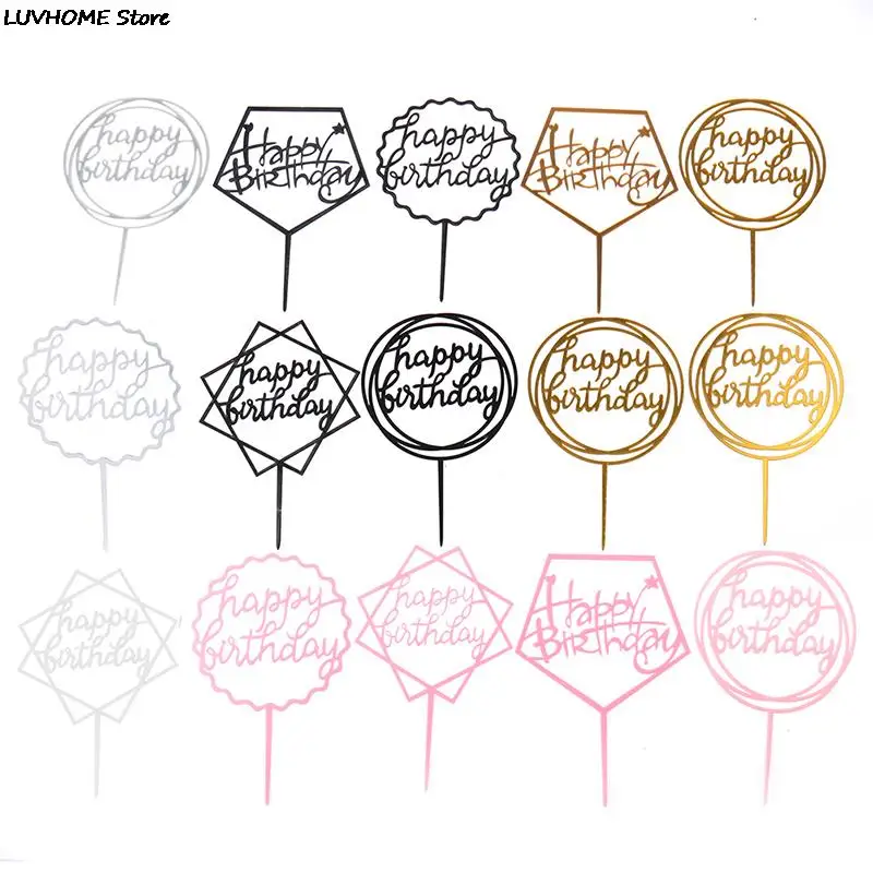 

1 шт. цвета: золотистый, серебристый черный, розовый акриловая ручная письма Топпер для торта «С Днем Рождения» десерт украшения для День рож...