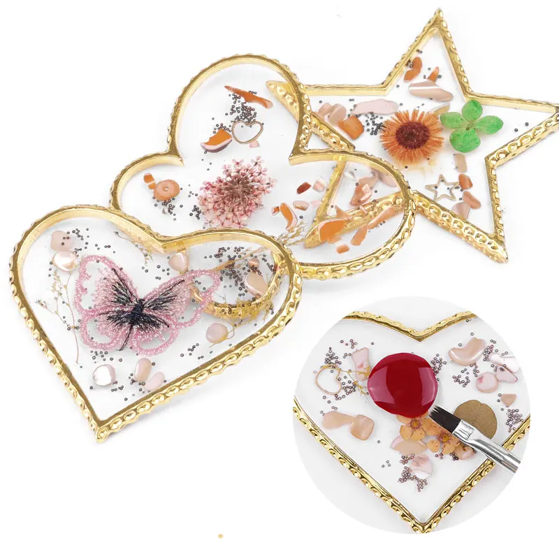 

1Pcs Star Palette for Nails Decoration 2021 Heart Resin Palette Varnishes Fashion Template for Nail Art Display