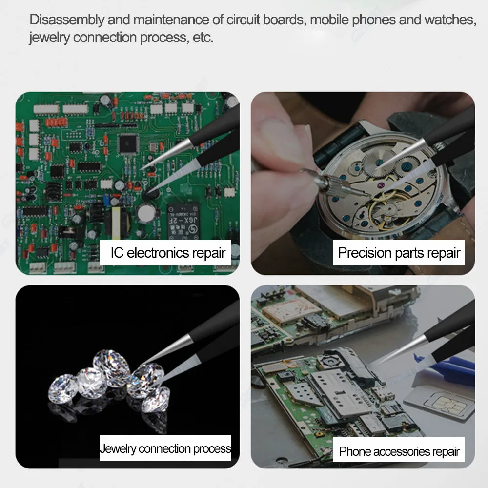 Прецизионный Антистатический пинцет из нержавеющей стали ESD изогнутый Прямой