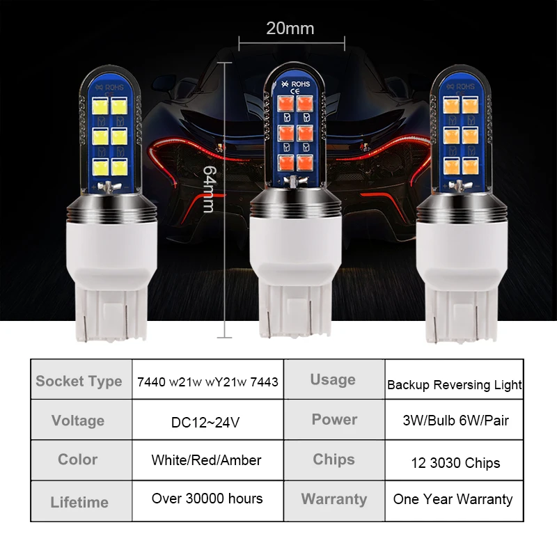 NLpearl 2x сигнальная лампа T20 7443 W21/5 Вт W21W Led 7440 12 24V 3030 SMD 3156 P27W T25 3157 P27/7 Автомобильные