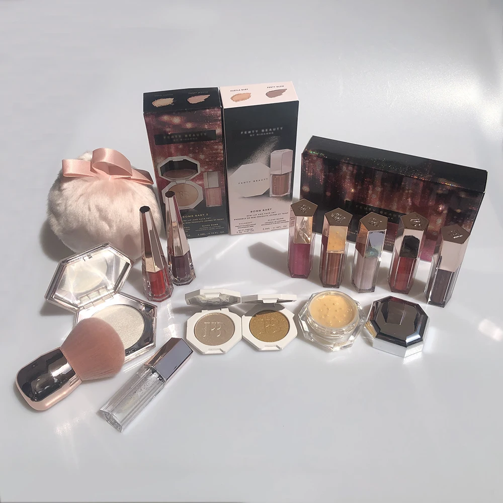 

FB Makeup Xmas Products Lip&Face Mixed Cosmetic Lot Hilighter Lipgloss liquid lipstick and Loose Powder New Holiday Collection