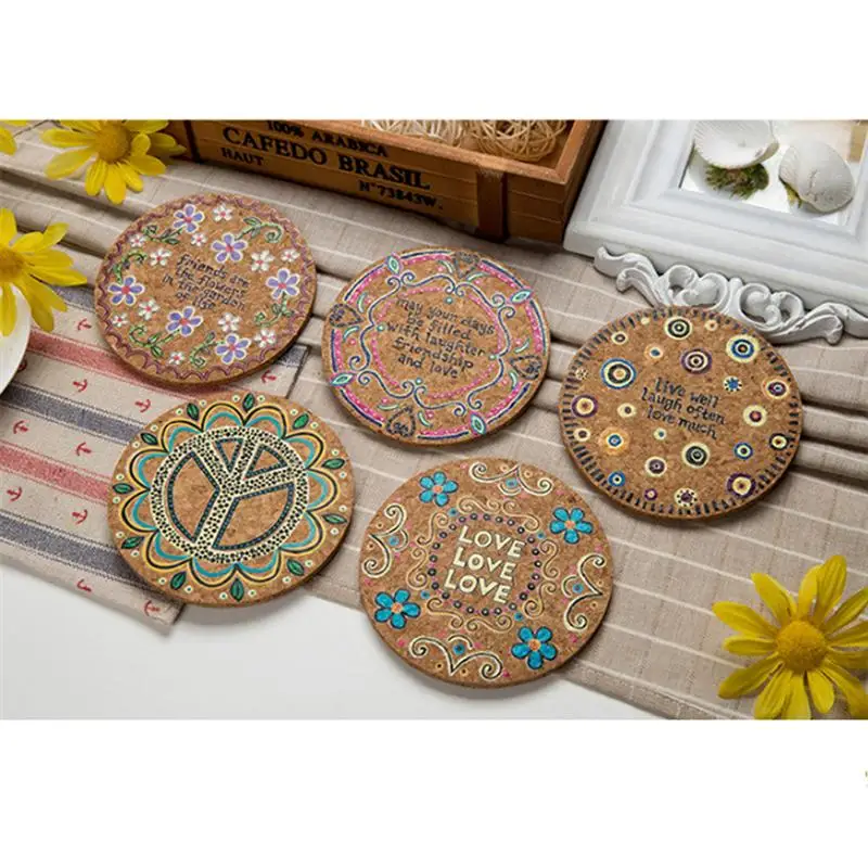 8 шт. натуральные пробковые влагостойкие круглые чашки подставки для напитков