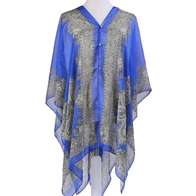 Летние шифоновые шарфы пуговицы с имитацией жемчуга одежда защитой от солнца для