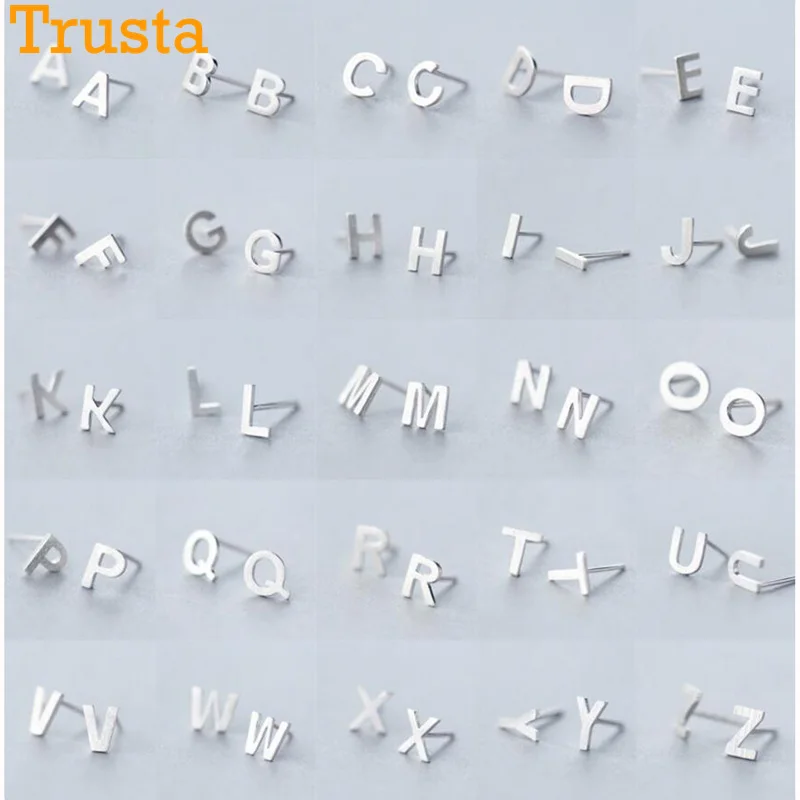 Trusta 2018 100% 925 Твердые Настоящее Стерлинговое Серебро A ~ Z 26 букв английского
