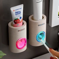 automatic toothpaste dispenser non toxic wall hanger mount dust proof toothpaste squeezer quick take straw toothpaste rack home