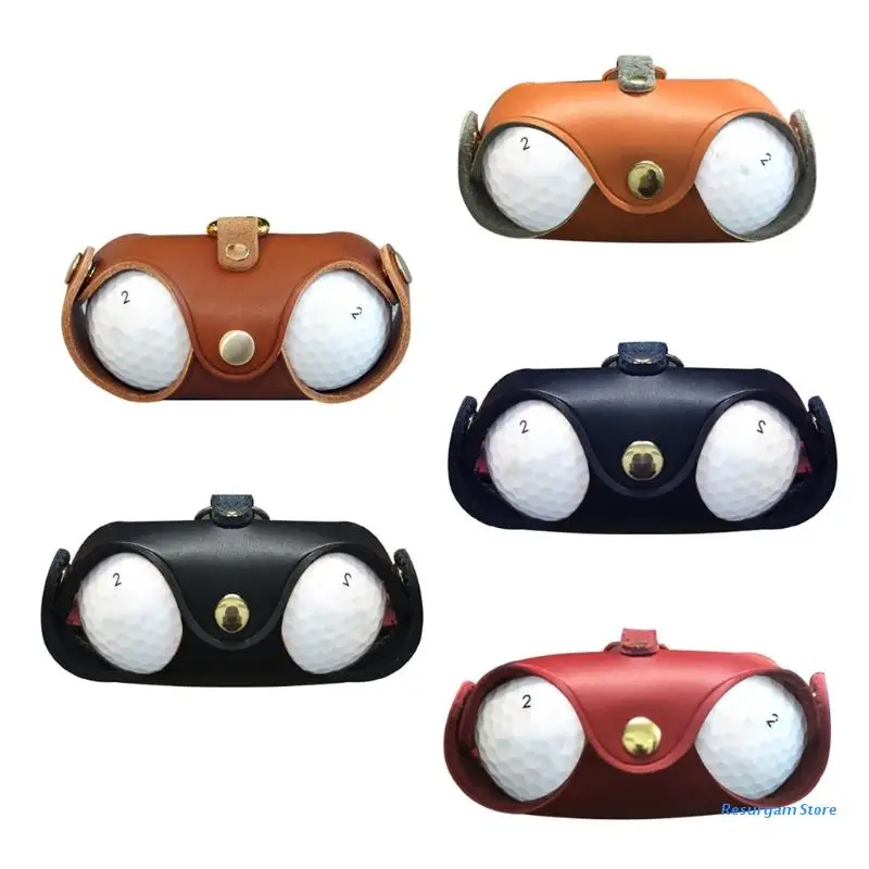 

E5BD Portable Sports Golf Ball Case PU Leather Golf Ball Tees Holder Golf Waist Pouch