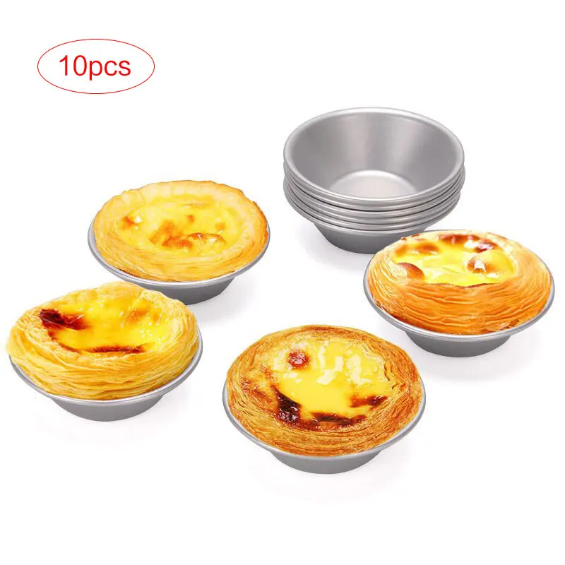 

10 Pcs Cake Style Egg Tart Pasteis De Nata Oven Bake Round Custard Tin Cake Tool Egg Tart Mold
