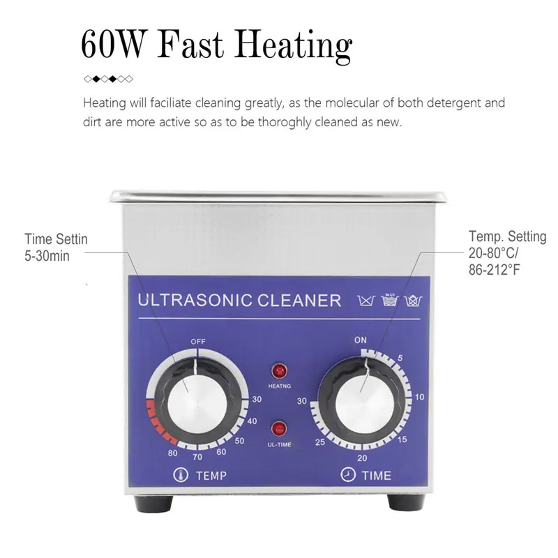 Портативный Ультразвуковой очиститель 60 Вт ультразвуковой ювелирных изделий с