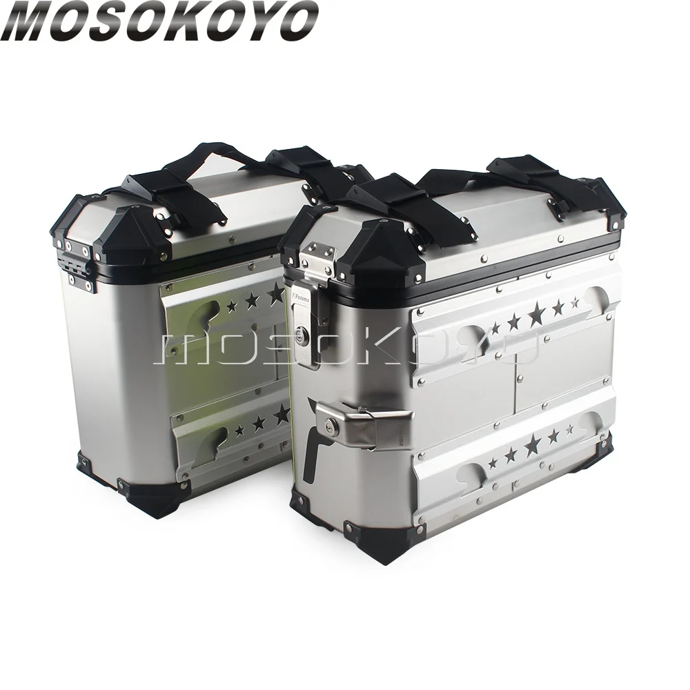 للبيع 36L 42L مقاوم للماء الجانب بانير العلبة الجانبية صناديق الجانب الخلفي الجذع لياماها كاواساكي هوندا NC 700 النينجا GSXR CBR BMW R1200