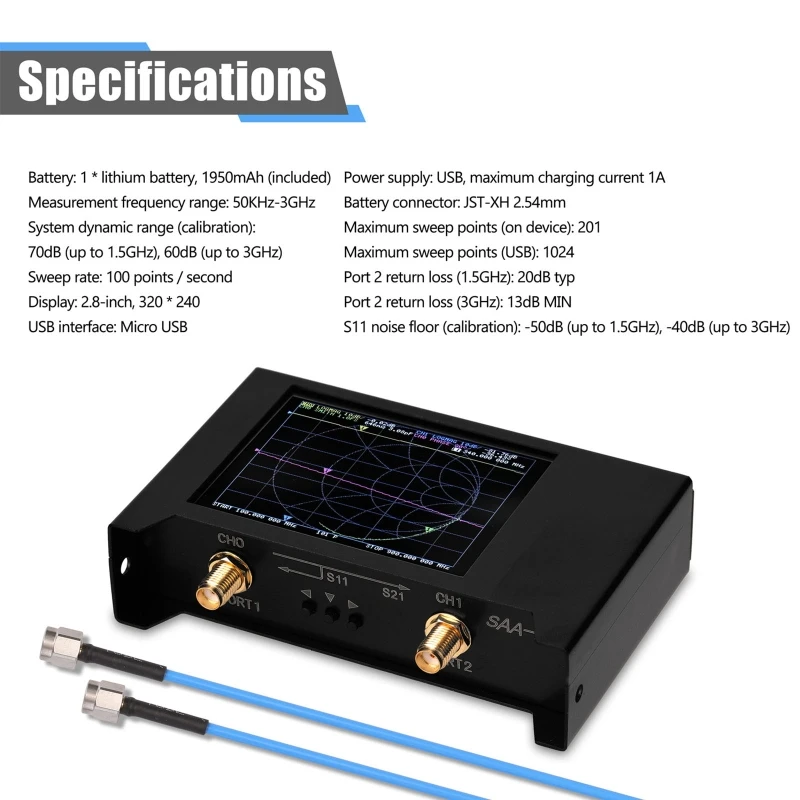 

2.8 Inch TFT LCD Touchscreen 3G S-A-A-2 NanoVNA V2 Shortwave Antenna Analyzer