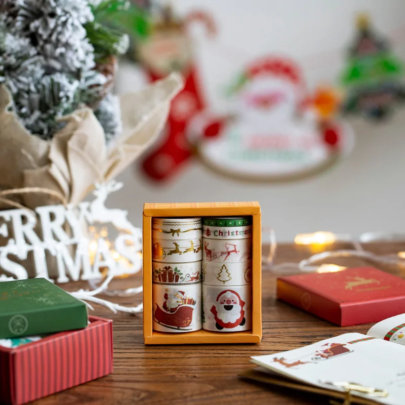10pcs/set Happy Christmas cute Release paper tape set Lovely New Year style decorative tape bullet journal sticker kawaii