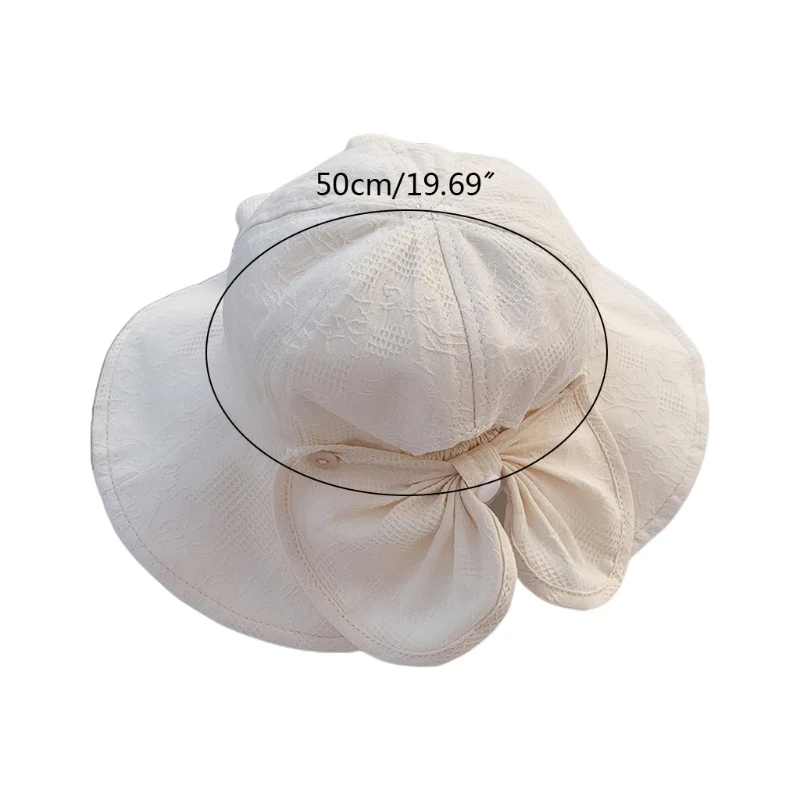 

OOTDTY Summer Spring Outdoor Baby Bucket Hat Infant Girls Fisherman Sun Wide Brimmed Bonnet Newborn Princess Beach Bow Cap