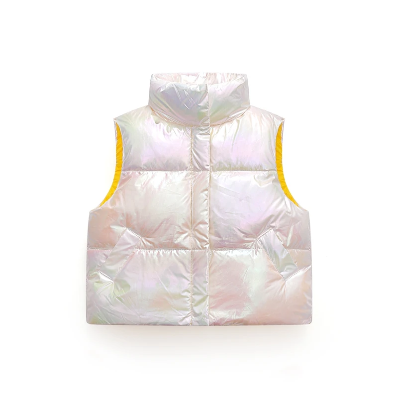 Жилетка для мальчиков и девочек 2-8 лет блестящий пуховик на молнии с