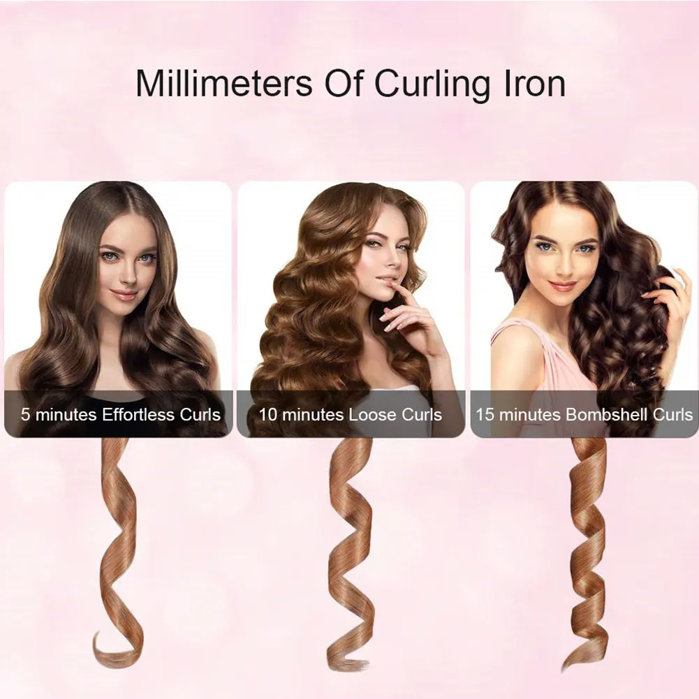 

Automatic Hair Curler USB Rechargeable Curling Iron Curls Waves LCD Display Hair Styling Tools Wave Iron Stick Big Wave Curler