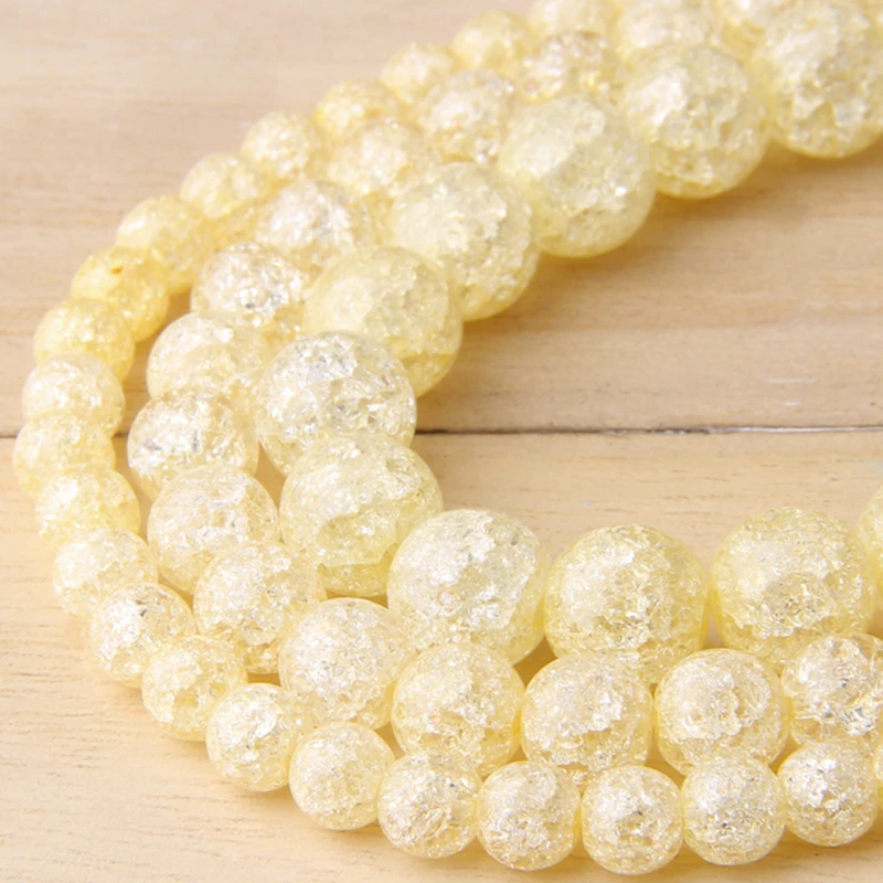 Натуральный светильник желтый снег треснутый кристалл камень круглые бусины 15