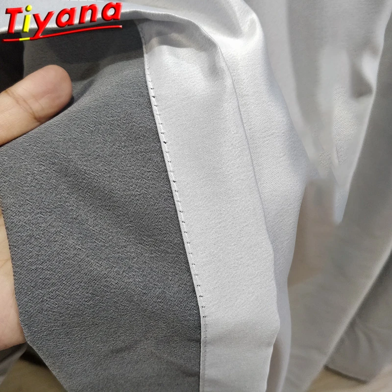 

Hotel Smooth Solid Color Curtains Lining Modern Nordic Simple Grey Semi Blackout Window Drapes for Living Room Bedroom*VT