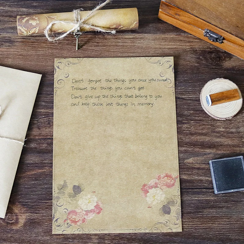 Handwritten Love Letter Retro Paper Set Envelope Kraft Bag With Hemp String Pendant Sealing Stickers |