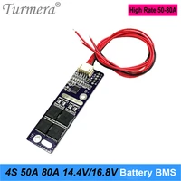turmera 4s 50a 80a bms 14 4v 16 8v 18650 21700 lithium battery protection board for screwdriver drill and car wash water battery
