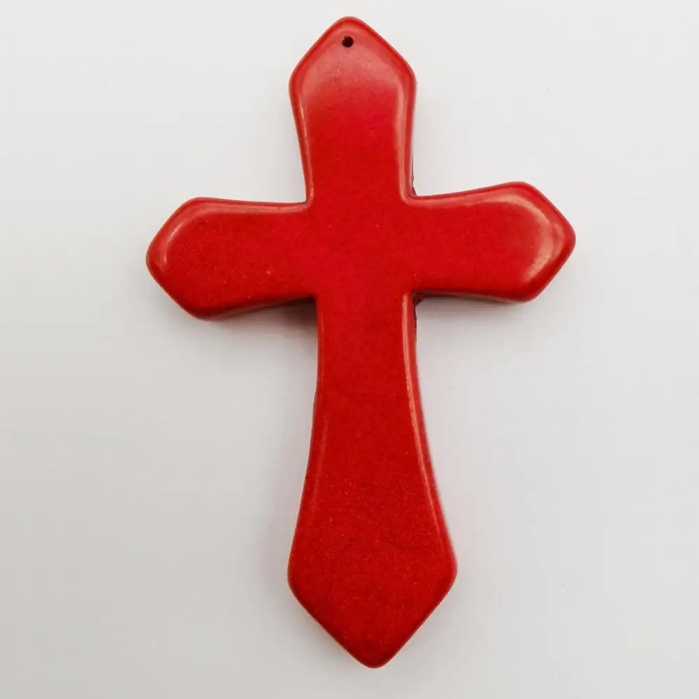 84x55 мм Красный Бирюзовый Крест, драгоценный камень, свободные бусины, подвеска, ювелирные изделия для женщин, подарок S266