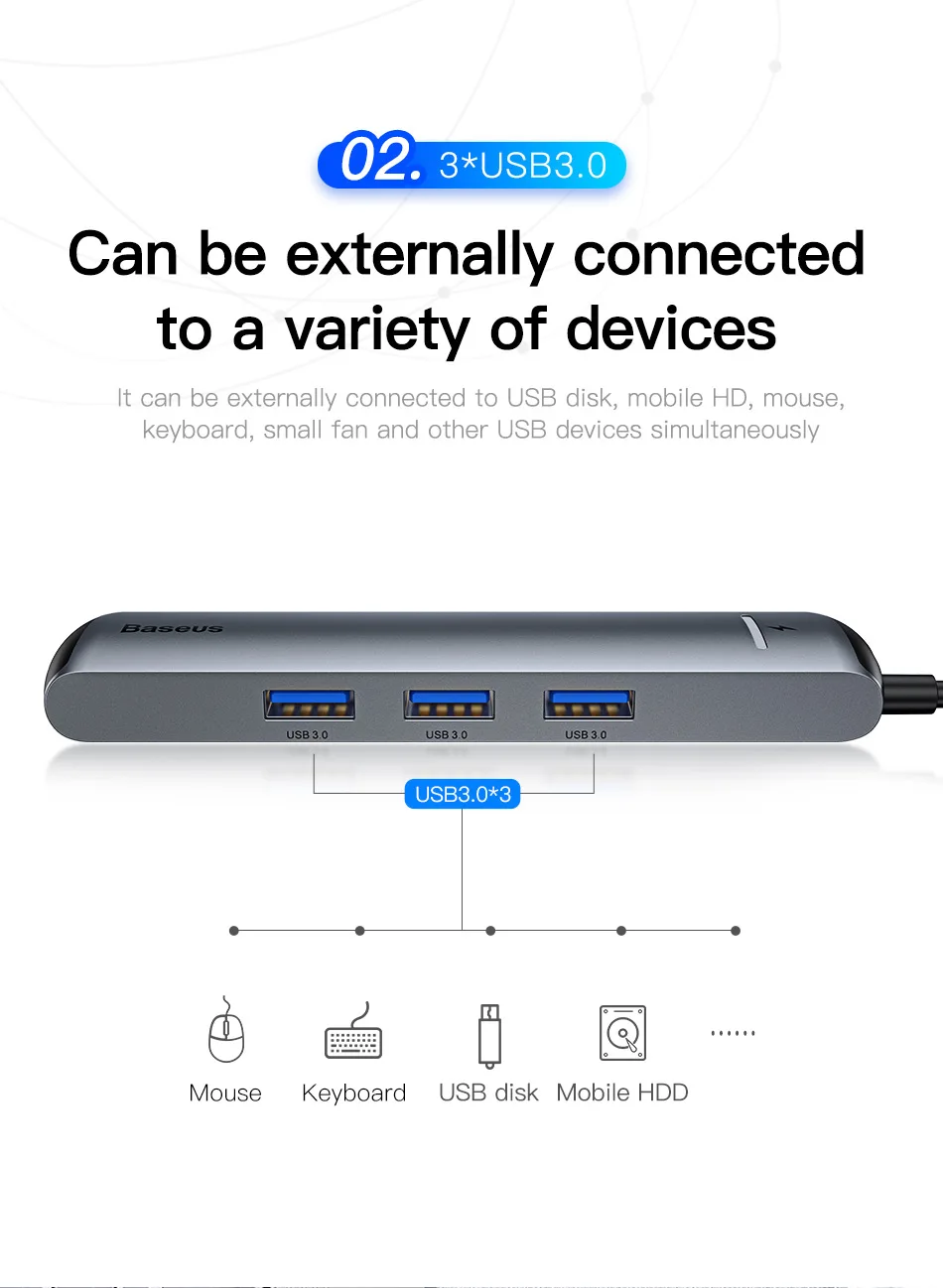 USB C концентратор Baseus type C для нескольких USB 3,0 концентратор HDMI адаптер док-станция для MacBook Pro huawei mate 30 USB-C 3,1 разветвитель порт type C концентратор
