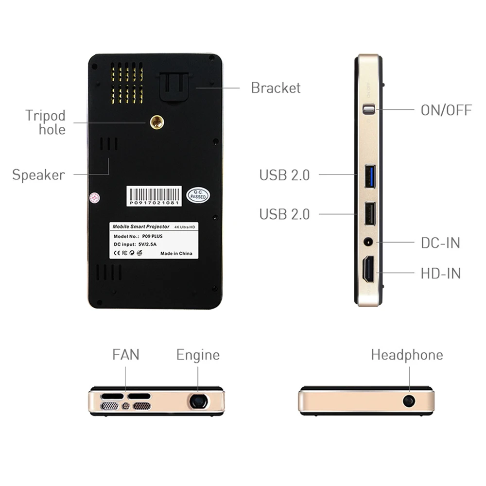 Salange P8 Mini DLP проектор 4K Android 9 0 WiFi Bluetooth 1080P Поддержка портативная беспроводная