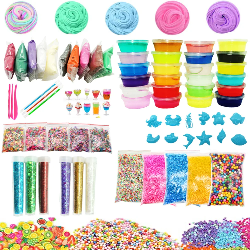 24 цвета набор лизунов Slime Making Kit для девочек и мальчиков детские прозрачные шарики из пенопласта