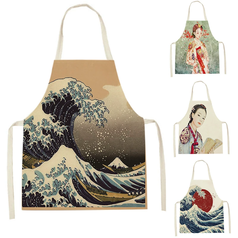 

WQL201 Kitchen Aprons for Women Linen Bibs Household Cleaning Apron Home Waterproof Chefs Cooking Baking Apron for Child