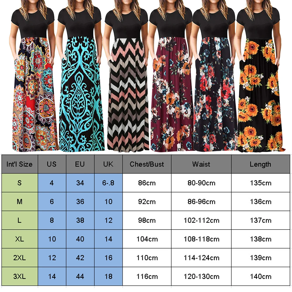 

Vintage Floral Print Boho Dress Women Long Maxi Dress Evening Party Beach Summer Dress Vestidos Short Sleeve Split Dresses