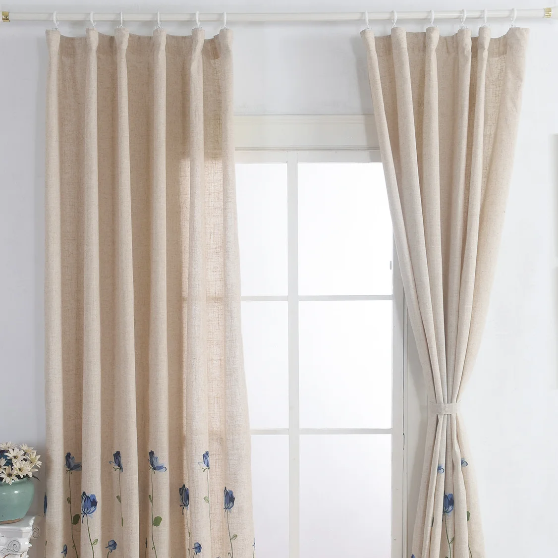 Занавески для спальни с вышитыми цветами из натурального хлопка и льна | Дом сад