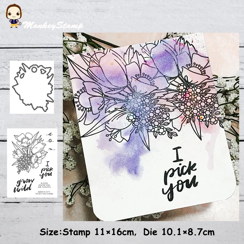 Обезьяна Рождество дикие цветы металлические штампы и трафарет для сделай сам