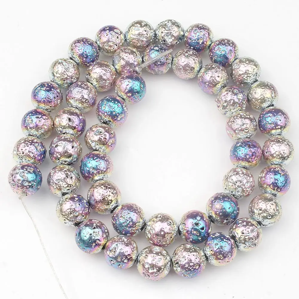 Фиолетовый многоцветный камень из вулканической лавы Diy очаровательный браслет