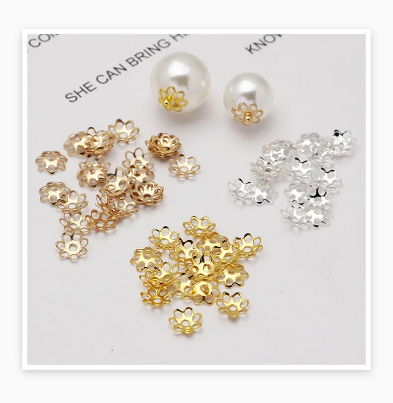 Цветочная фурнитура с полыми бусинами золотистые черные серебристые конусные