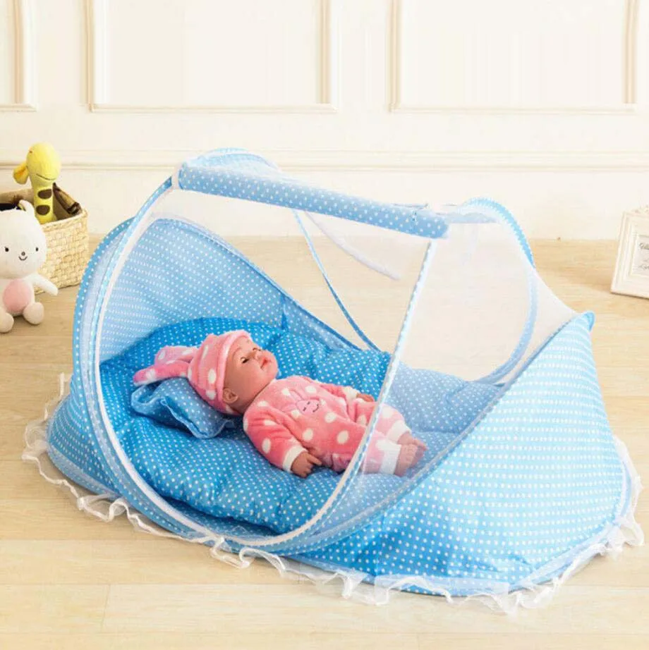 Летние Портативный цветная москитная сетка для детей с хлопком матрац Подушка