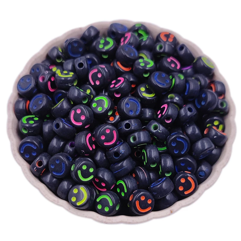 Акция 50 шт. 7 мм Красочные Круглые свободные бусины со смайликом для рукоделия