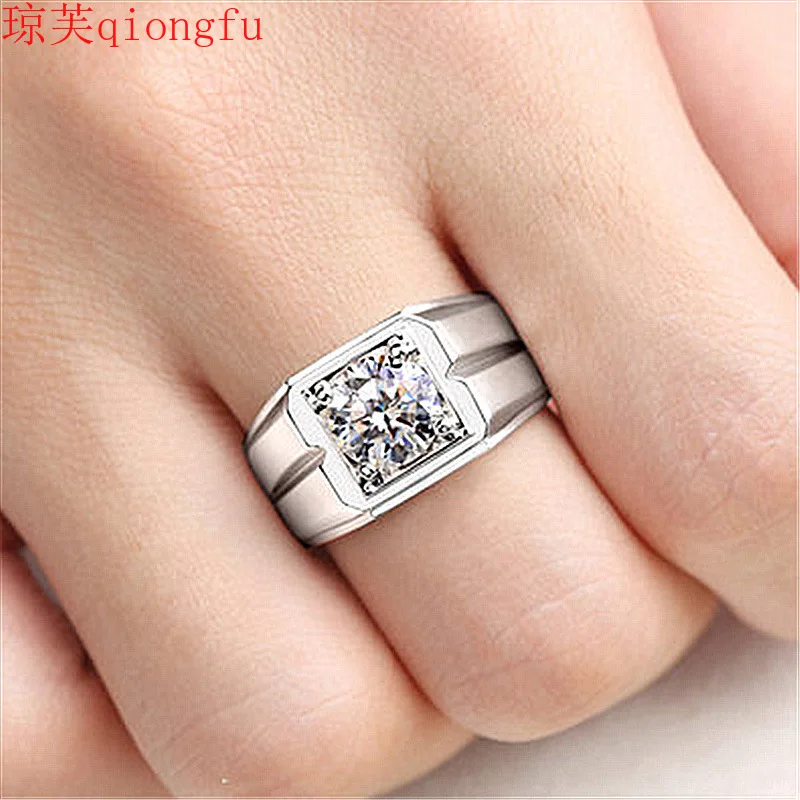 

Electroplating 18K White Gold Wedding Ring Moissanite Engagement Diamond Ring Adjustable 2 Carat Domineering Luxury Diamond Ring