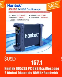 Hantek USB Виртуальный осциллограф 2 CH 20 МГц 48MSa/s цифровой осциллограф для ПК 6022BE 6022BL+ 16 Каналы логический анализатор 50/80/100/200 МГц