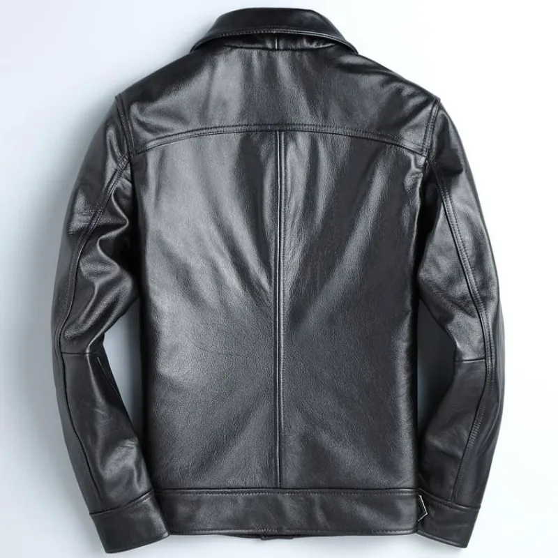 

Men Spring Autumn Real Cow Leather Jacekt Vintage Motorcycle Jacket Mens Clothing Jaqueta De Couro YY2022